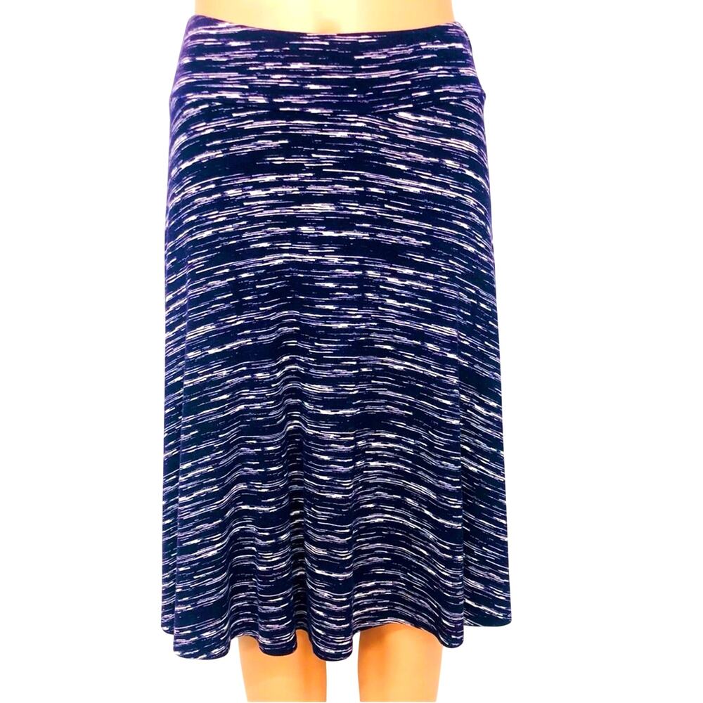 Market & Spruce Dark Purple White Knit Full A Line Skirt